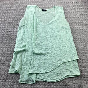 Como Black Women's Shirt Blouse Sleeveless Green